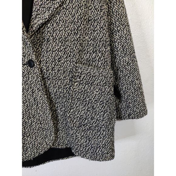 Cattiva International Black & White Wool Blend One Button Coat Jacket - Picture 4 of 9